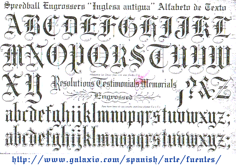 Galaxio.com - Diseño de fuentes - Letras góticas